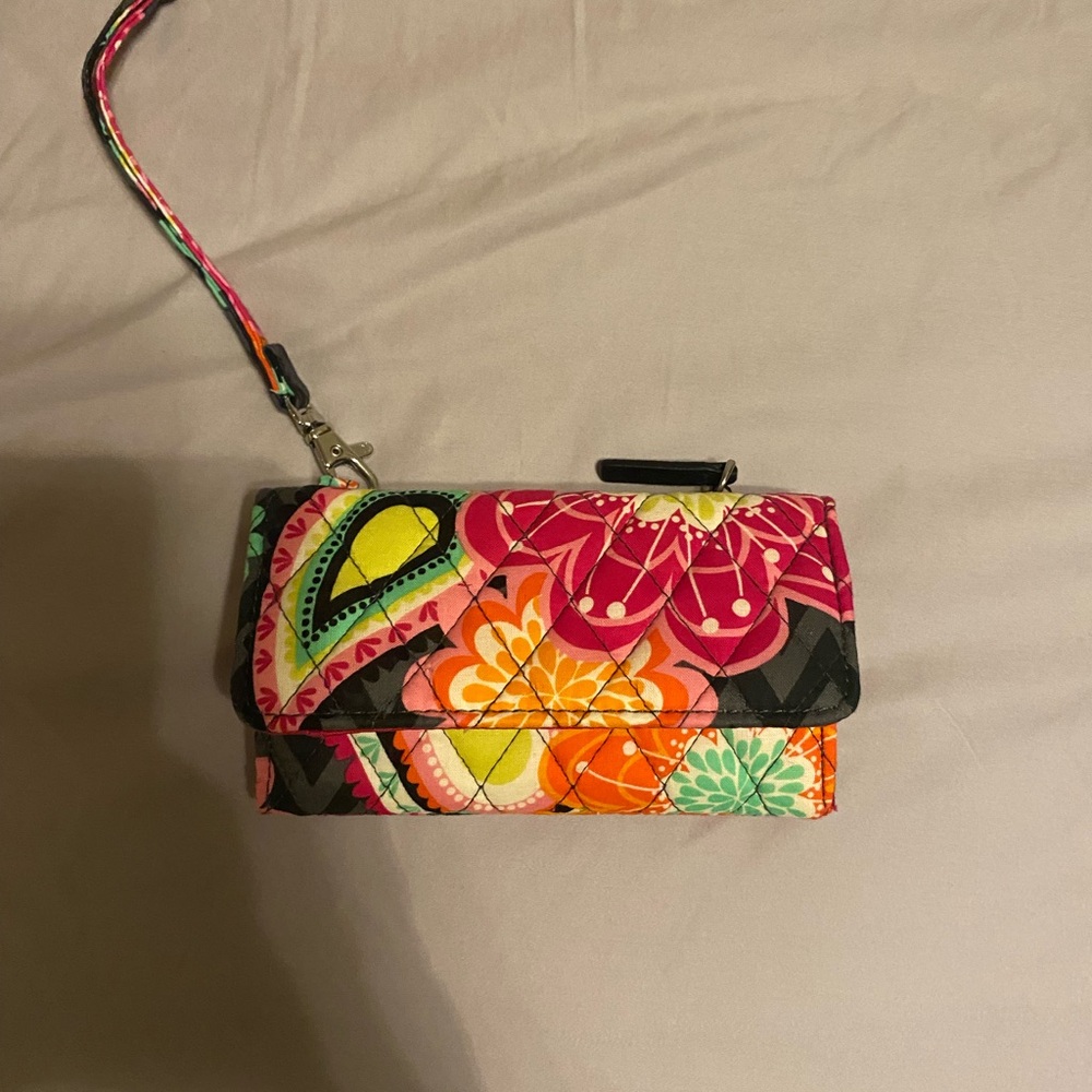 Vera Bradley Pink and Orange Quilted Wristlet Clutch